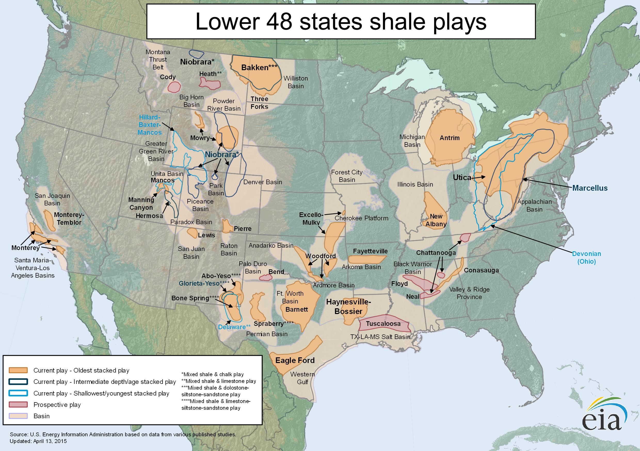 US Shale Gas map